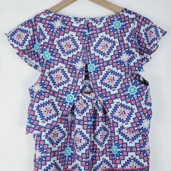 Anthropologie Meadow Rue‎ Flutter Sleeve Blouse Geometric Colorful Boho Print 6 - Picture 14 of 14